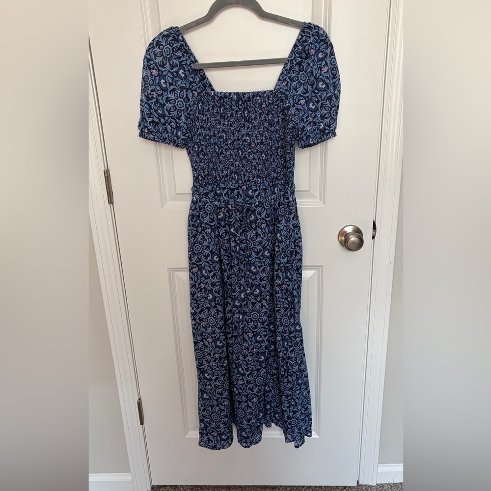 Vineyard Vines Blue Spring Summer Floral Puff Sleeve Midi Dress - Size XS - Picture 3 of 4